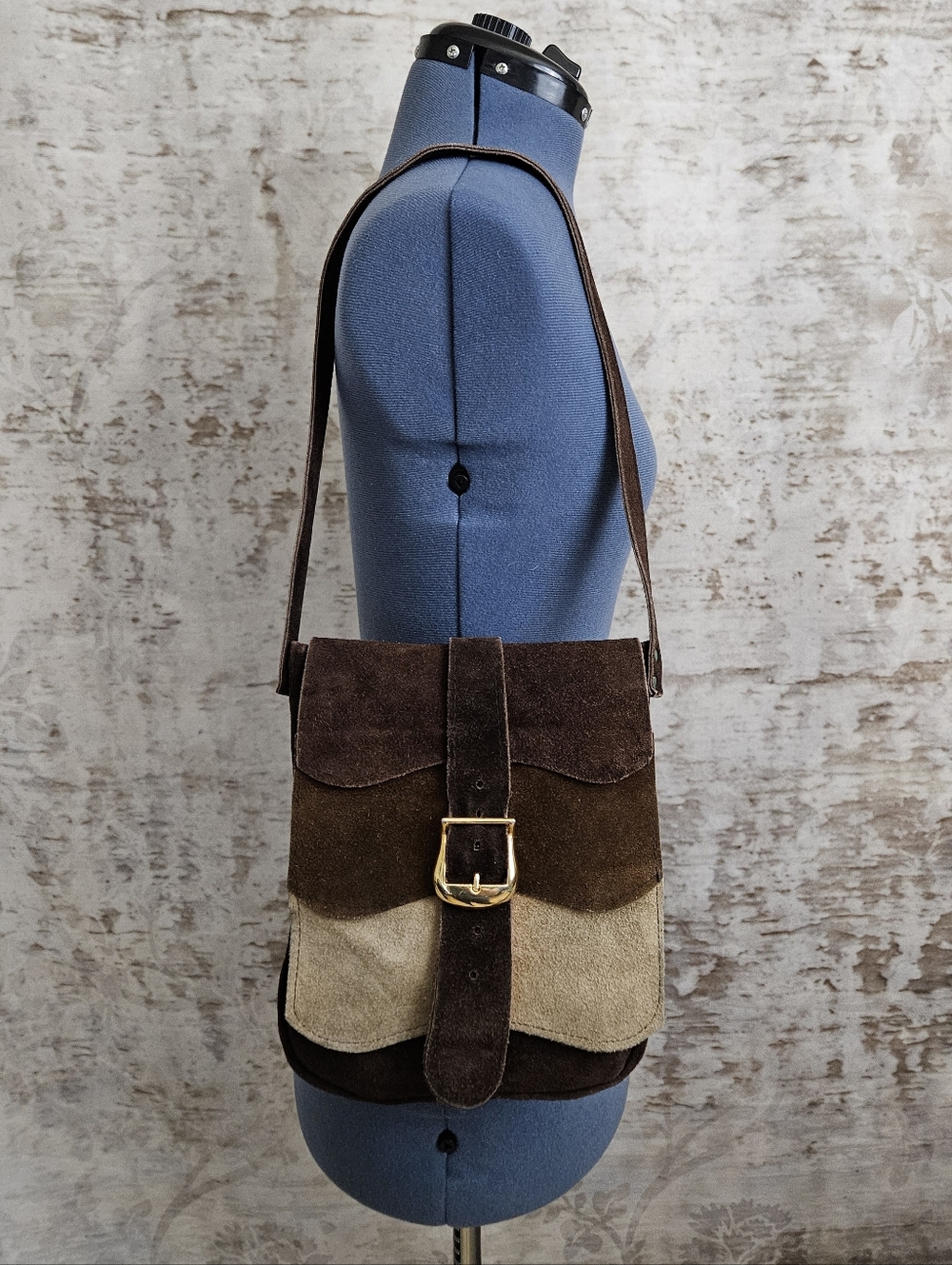 Vintage Leather Suede Purse Shoulder Bag Chocolate Brown Made in Spain VTG Boho - Picture 9 of 12
